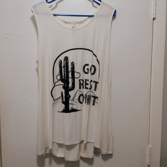 NWOT Wrangler Cactus Western Style Tank Top Extra Large "Go Rest On It" - Picture 5 of 6
